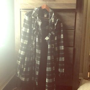 Blue plaid winter coat